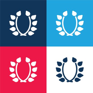 Yaprak Süslemeli Dallar Mavi ve Kırmızı Minimum Renk Simgesi