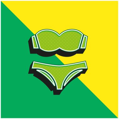 Bikini Yeşil ve sarı modern 3d vektör simgesi logosu