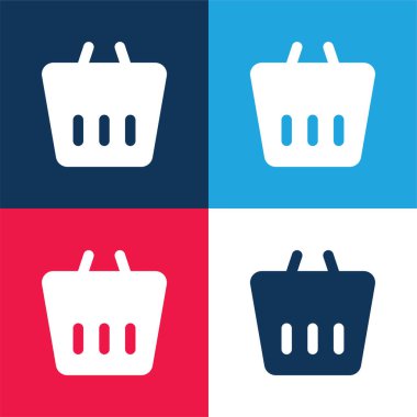 Sepet mavi ve kırmızı dört renk minimal simge kümesi