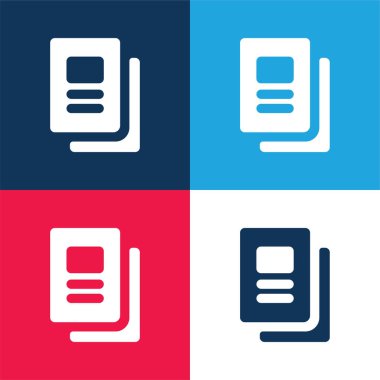 Kitaplar mavi ve kırmızı dört renk asgari simge kümesi