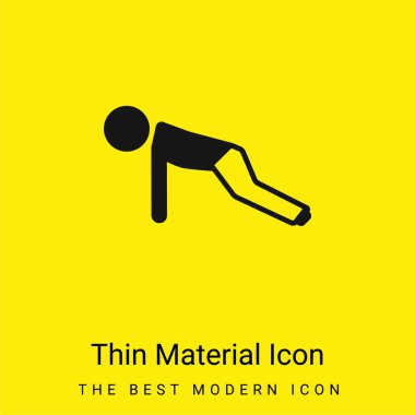 Boy Doing Pushups minimal bright yellow material icon clipart