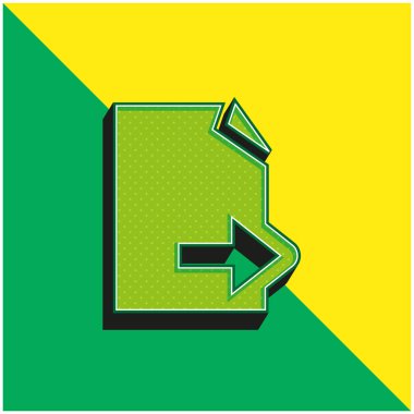 Sağ Ok Yeşil ve Sarı 3D vektör logosuyla Siyah Kağıt