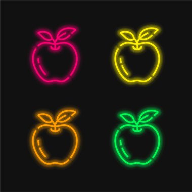 Apple dört renk parlayan neon vektör simgesi
