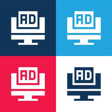 Advertisements blue and red four color minimal icon set clipart