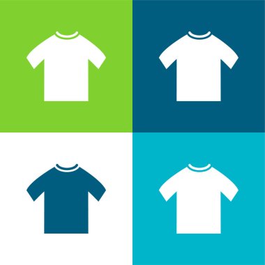 Black Male T Shirt Flat four color minimal icon set clipart