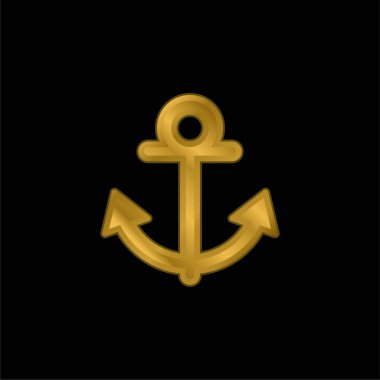 Anchor Navigational Tool gold plated metalic icon or logo vector clipart