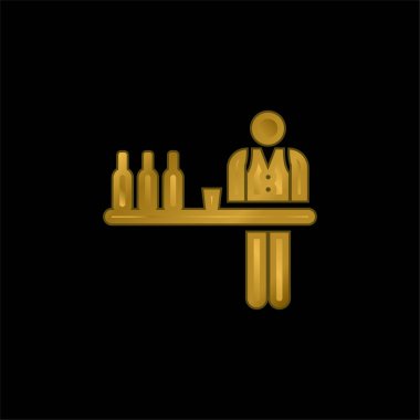 Barman gold plated metalic icon or logo vector clipart