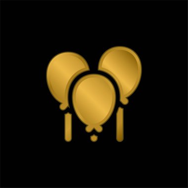Balonlar altın kaplama metalik simge veya logo vektörü