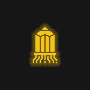 Damgalanan sarı parlak neon simgesi