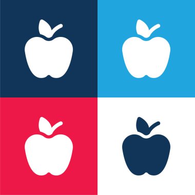 Elma mavisi ve kırmızı dört renk minimal simge kümesi