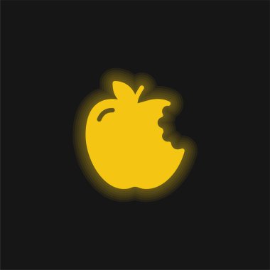 Apple yellow glowing neon icon clipart