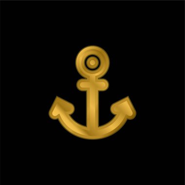 Çapa Dövmeli altın kaplama metalik simge veya logo vektörü