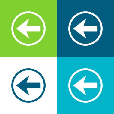 Yönlendirme Aracı Düğmesi Sol Düz Düz 4 renk simgesi setini gösterir