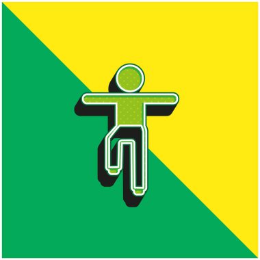 Çocuk Dengesi Konumu Yeşil ve Sarı 3D vektör simgesi