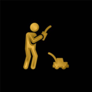 Erkek altın kaplama metalik simge veya logo vektörü