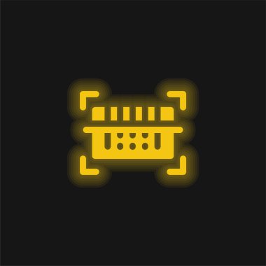 Barkod tarayıcı sarı parlayan neon simgesi