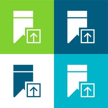 Yer imi Düz 4 renk minimal simgesi seti