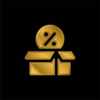 Box gold plated metalic icon or logo vector clipart