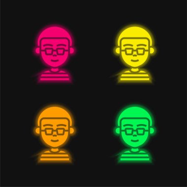 Dört renkli parlak neon vektör simgesi