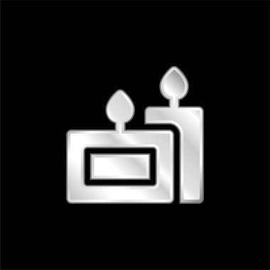 Aromatic Candle silver plated metallic icon clipart