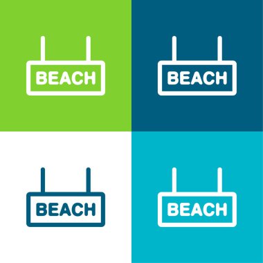Beach Signal Flat four color minimal icon set clipart