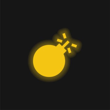 Bomb yellow glowing neon icon clipart