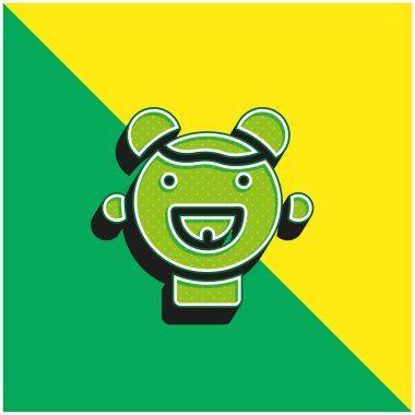 Bebek Yeşil ve Sarı Modern 3D vektör simgesi logosu