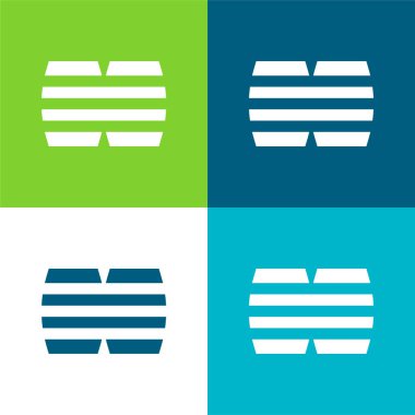 Fıçılar Düz 4 renk minimal simge kümesi