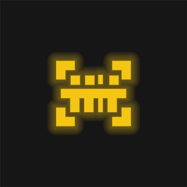 Barkod sarı parlayan neon simgesi