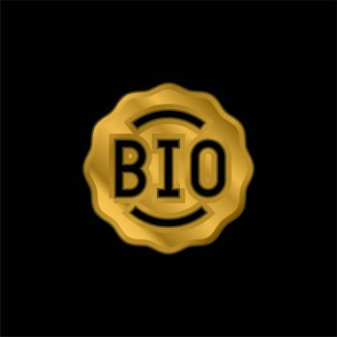 Biyo altın kaplama metalik simge veya logo vektörü