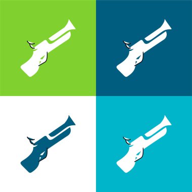 Blunderbuss Gun Düz 4 renk en küçük simge seti