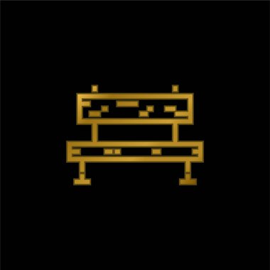 Altın kaplama metalik simge veya logo vektörü