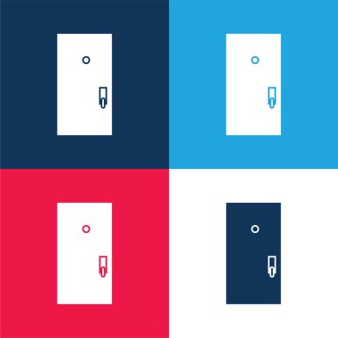 Black Door blue and red four color minimal icon set clipart