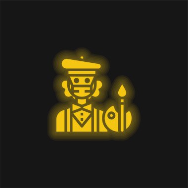 Sanatçı sarı parlak neon simgesi