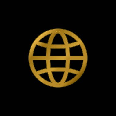 Big Globe gold plated metalic icon or logo vector clipart