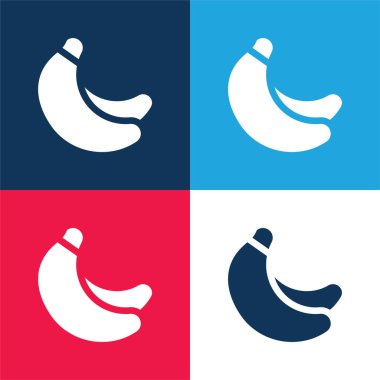 Muz mavisi ve kırmızı dört renk minimal simge seti