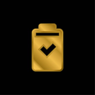 Battery gold plated metalic icon or logo vector clipart