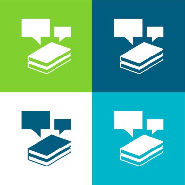 Kitap Düz 4 renk minimal simgesi seti