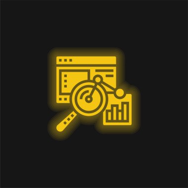 Analiz sarı parlak neon simgesi