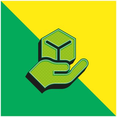 Kutu Yeşil ve Sarı Modern 3D vektör simgesi logosu