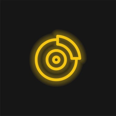 Fren Diski sarı parlak neon simgesi