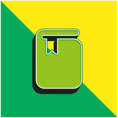 Yer İmleri Yeşil ve Sarı 3D vektör simgesiyle kitap