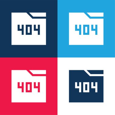 404 mavi ve kırmızı dört renk minimal simge kümesi