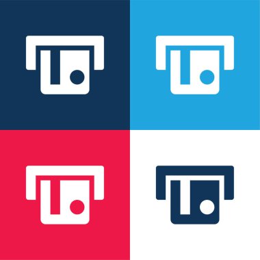 ATM mavi ve kırmızı dört renk minimal simge seti