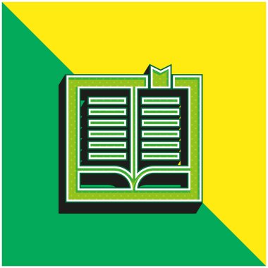 Kitap Yeşil ve Sarı Modern 3D vektör simgesi logosu