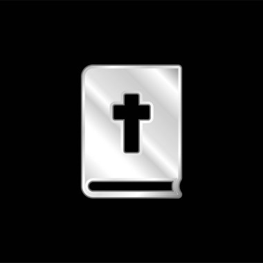 Bible silver plated metallic icon clipart