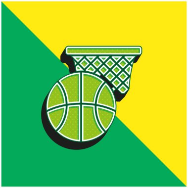 Basketbol Yeşil ve Sarı modern 3D vektör simgesi logosu