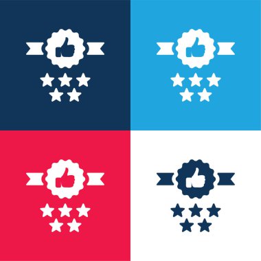 Badge blue and red four color minimal icon set clipart