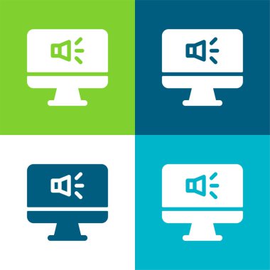 Ses Düzlüğü 4 renk minimal simgesi seti