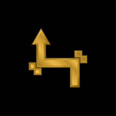 İki Düz Açı Altın Kaplama Metal Simge veya Logo Vektörü Arrow